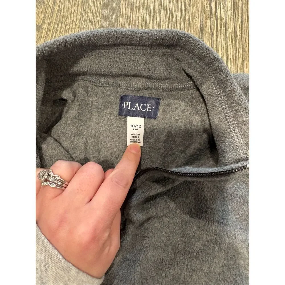 The Children’s Place Boys Microfleece Half Zip Mock Neck Pullover Gray Size L